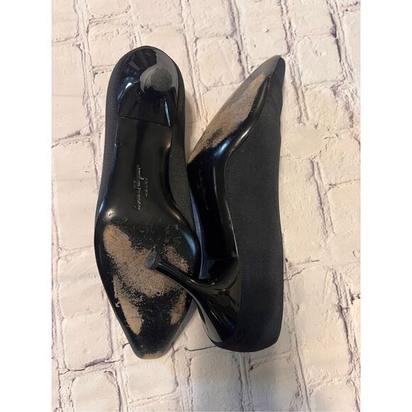 Ferragamo Size 8 Bow Front Pump Heels Black Pointed Toe Dressy Classic Old Money - Picture 13 of 16